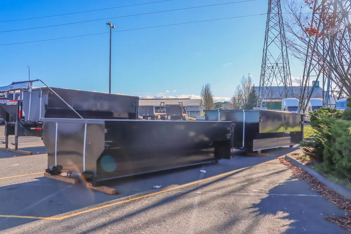 Roll-off dumpster ready for waste disposal at job site for Roll Off Dumpster Rental in Villas